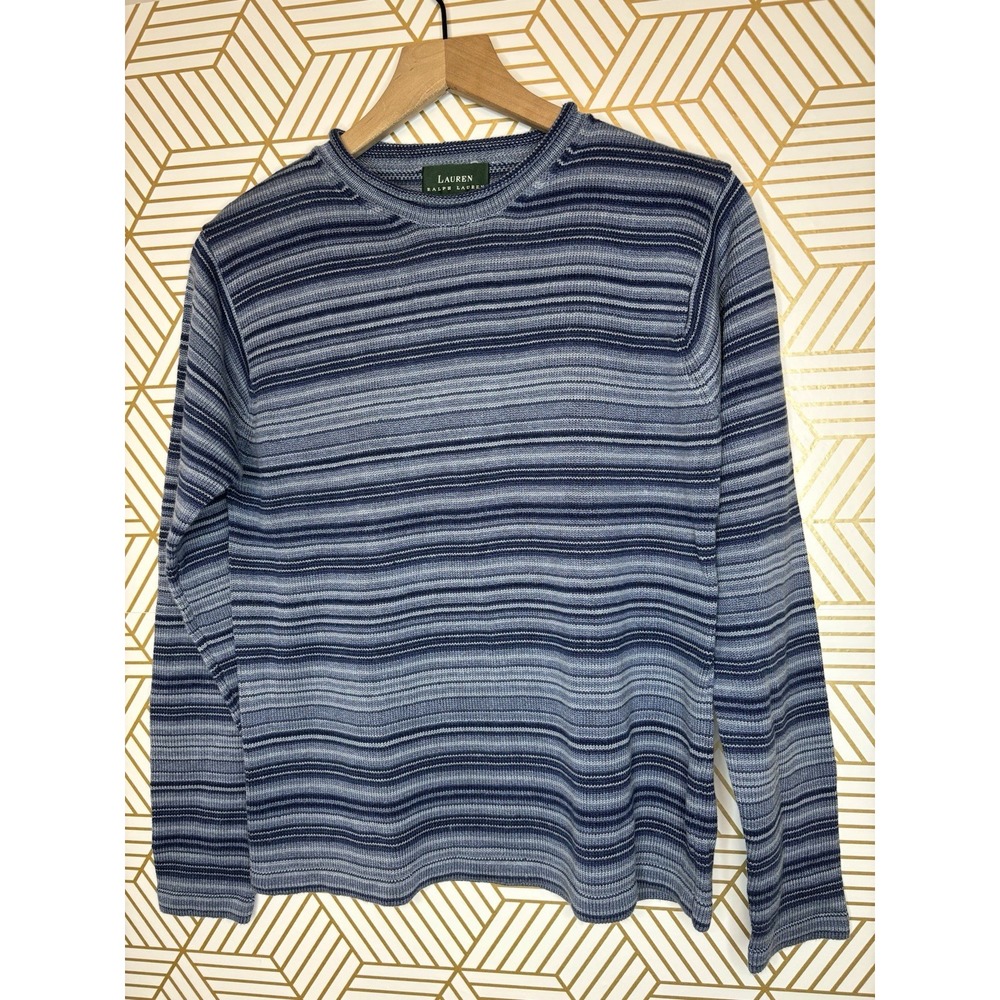 Lauren Ralph Lauren Sweater Medium Striped Southwestern Linen Silk Pullover Top